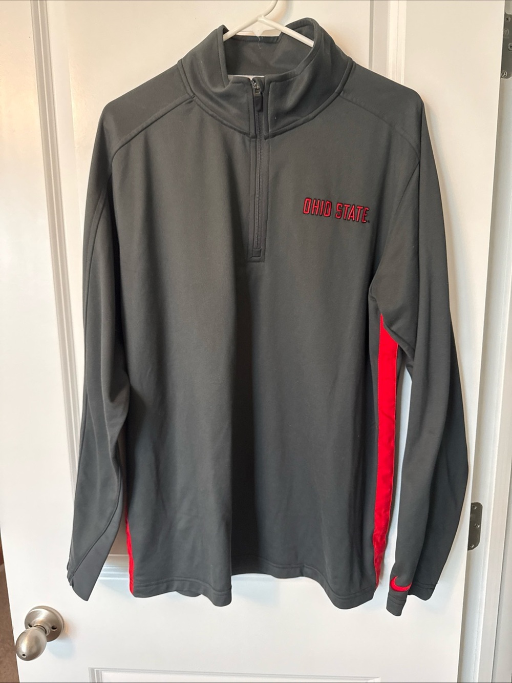Ohio State Buckeyes 1/4 Zip Pullover Dri Fit Nike Men's Medium Gray/Scarlet